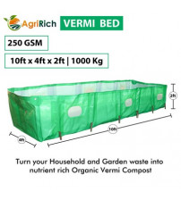 AgriRich HDPE Vermi Compost Bed 250 GSM for Organic Agriculture Manure, 10ft x 4ft x 2ft (Green)